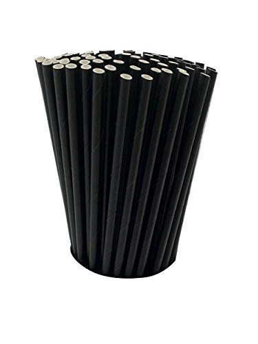 100 Black Biodegradable Paper Straws co-Friendly Biodegradable Drinking Straws Bulk for Party Supplies, Bridal/Baby Shower, Birthday, Mixed Drinks, Weddings, Restaurant, Food Service, Drink Stirrer
